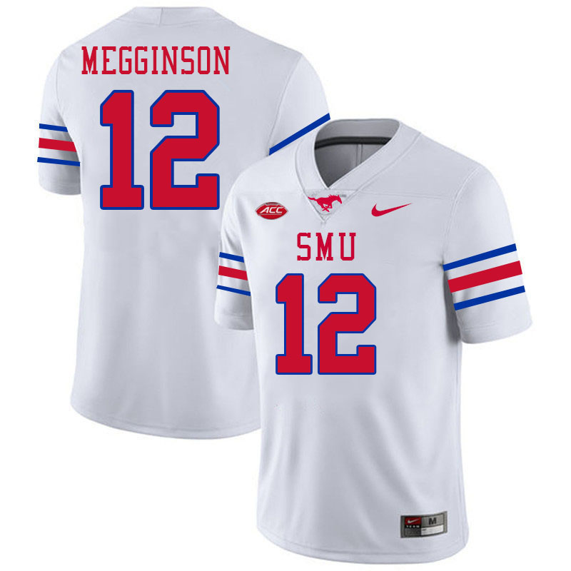 SMU Mustangs #12 Chris Megginson College Football Jerseys Stitched Sale-White